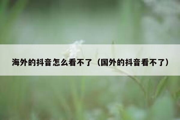 海外的抖音怎么看不了（国外的抖音看不了） 第1张