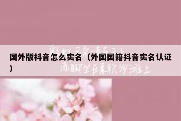 国外版抖音怎么实名(外国国籍抖音实名认证) 第1张 国外版抖音怎么实名(外国国籍抖音实名认证) 第1张