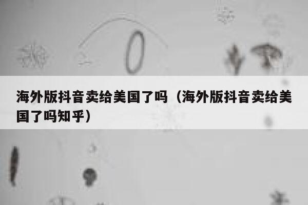 海外版抖音卖给美国了吗（海外版抖音卖给美国了吗知乎） 第1张