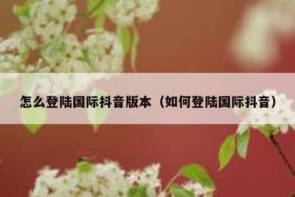 怎么登陆国际抖音版本（如何登陆国际抖音） 第1张