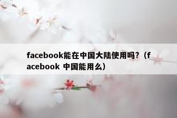 facebook能在中国大陆使用吗?（facebook 中国能用么） 第1张