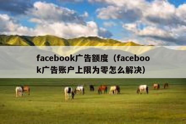 facebook广告额度（facebook广告账户上限为零怎么解决） 第1张