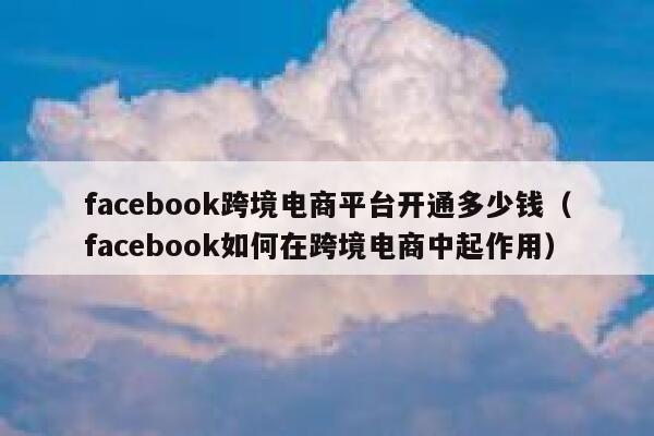 facebook跨境电商平台开通多少钱（facebook如何在跨境电商中起作用） 第1张