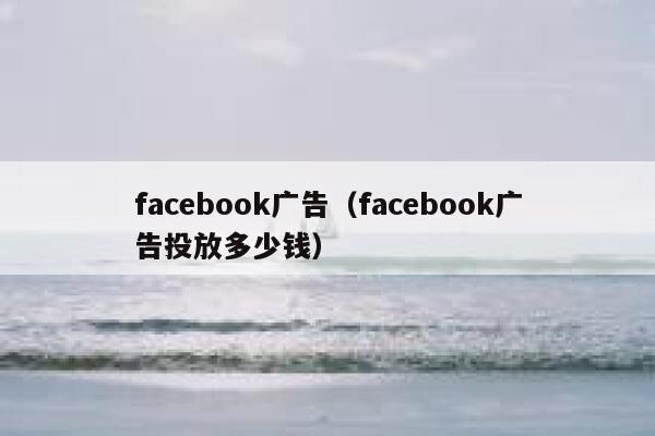 facebook广告（facebook广告投放多少钱） 第1张