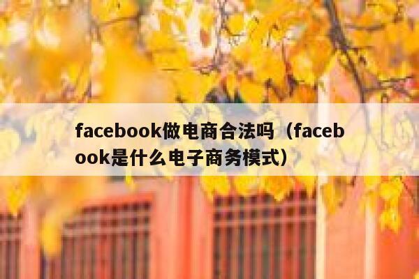 facebook做电商合法吗（facebook是什么电子商务模式） 第1张