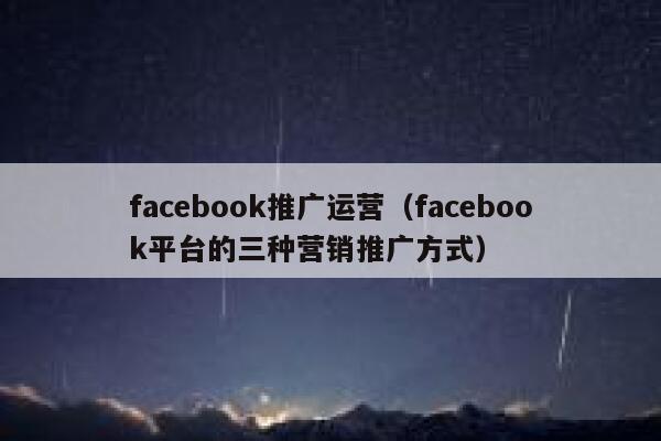 facebook推广运营（facebook平台的三种营销推广方式） 第1张