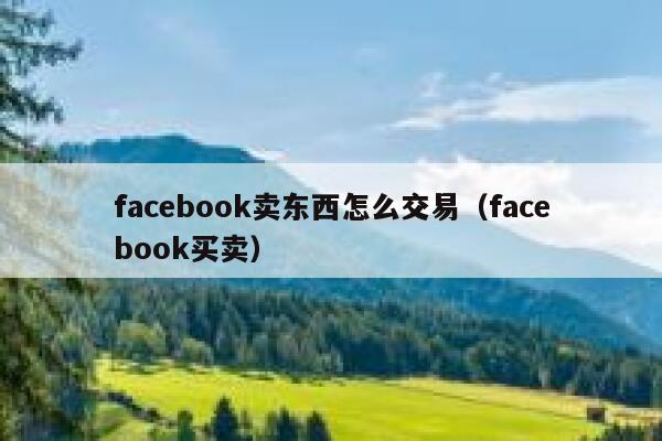 facebook卖东西怎么交易（facebook买卖） 第1张