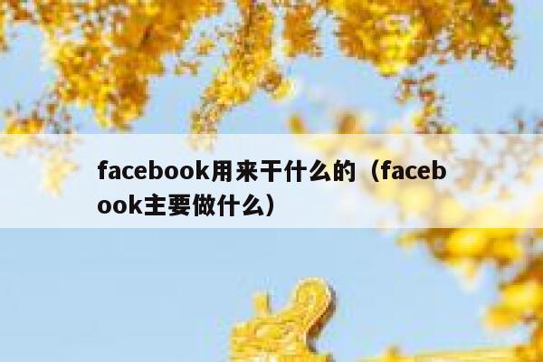 facebook用来干什么的（facebook主要做什么） 第1张