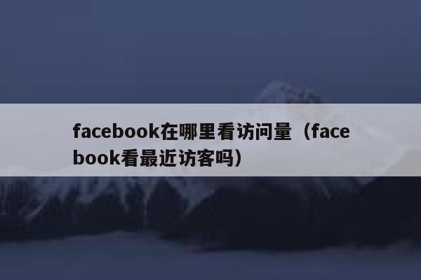 facebook在哪里看访问量（facebook看最近访客吗） 第1张