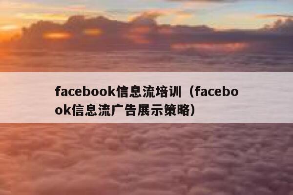 facebook信息流培训（facebook信息流广告展示策略） 第1张