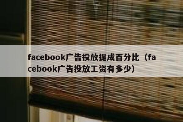 facebook广告投放提成百分比（facebook广告投放工资有多少） 第1张