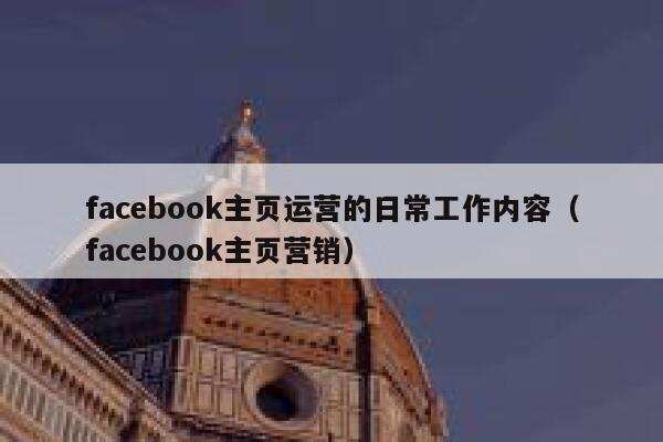 facebook主页运营的日常工作内容（facebook主页营销） 第1张