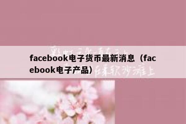 facebook电子货币最新消息（facebook电子产品） 第1张