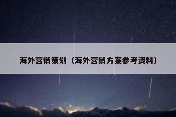 海外营销策划（海外营销方案参考资料） 第1张