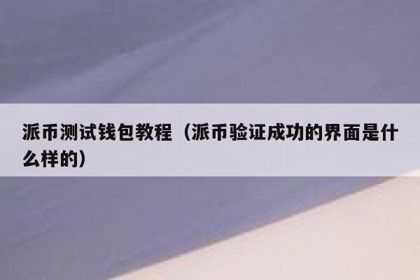 派币测试钱包教程(派币验证成功的界面是什么样的) 第1张 派币测试钱包教程(派币验证成功的界面是什么样的) 第1张