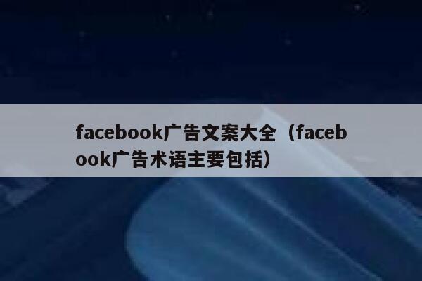 facebook广告文案大全（facebook广告术语主要包括） 第1张