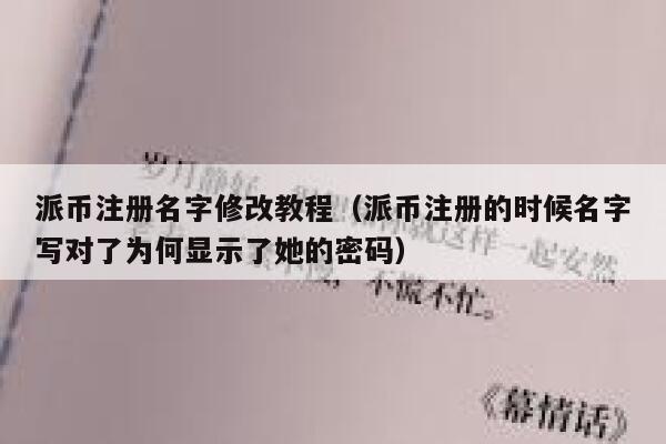 派币注册名字修改教程（派币注册的时候名字写对了为何显示了她的密码） 第1张