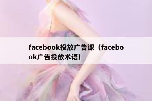 facebook投放广告课（facebook广告投放术语） 第1张
