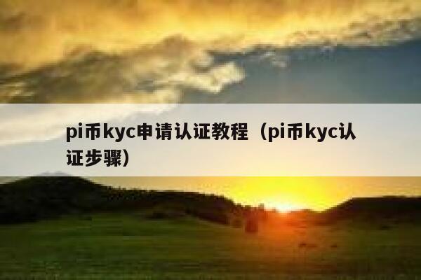 pi币kyc申请认证教程（pi币kyc认证步骤） 第1张
