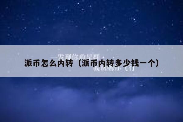 派币怎么内转（派币内转多少钱一个） 第1张