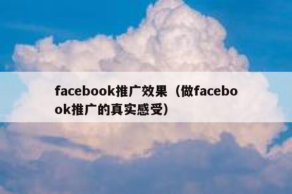 facebook推广效果（做facebook推广的真实感受） 第1张