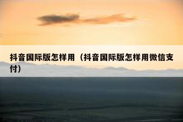 抖音国际版怎样用（抖音国际版怎样用微信支付） 第1张