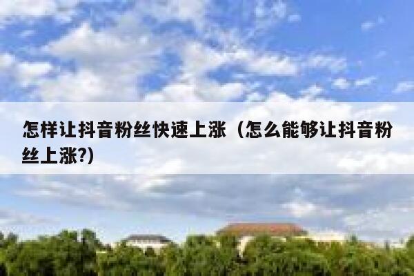 怎样让抖音粉丝快速上涨(怎么能够让抖音粉丝上涨?) 第1张 怎样让抖音粉丝快速上涨(怎么能够让抖音粉丝上涨?) 第1张