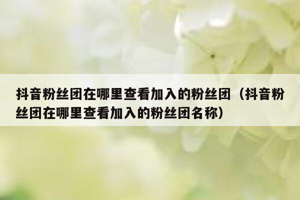 抖音粉丝团在哪里查看加入的粉丝团（抖音粉丝团在哪里查看加入的粉丝团名称） 第1张