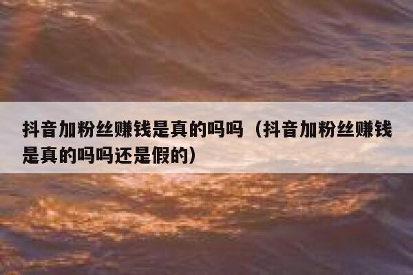 抖音加粉丝赚钱是真的吗吗（抖音加粉丝赚钱是真的吗吗还是假的） 第1张