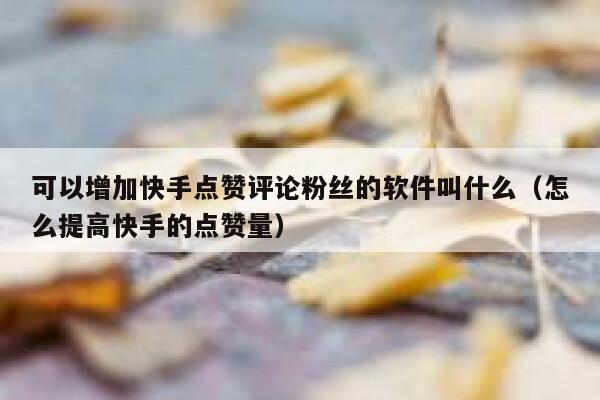 可以增加快手点赞评论粉丝的软件叫什么（怎么提高快手的点赞量） 第1张