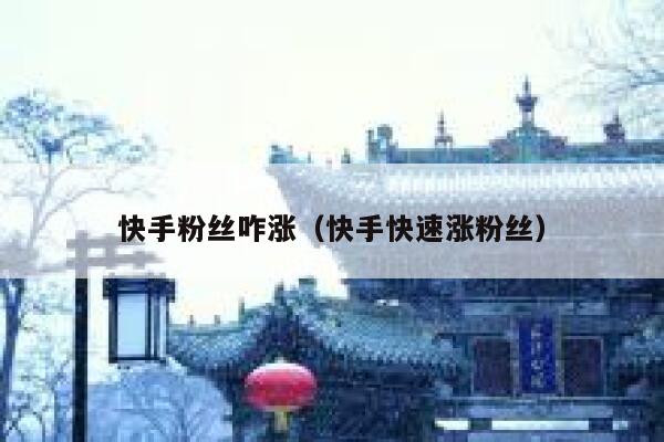 快手粉丝咋涨（快手快速涨粉丝） 第1张