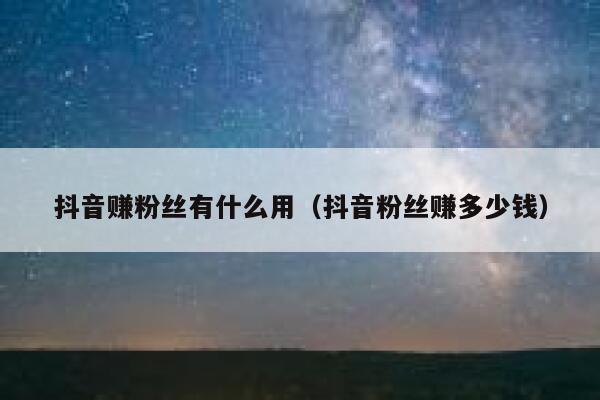 抖音赚粉丝有什么用（抖音粉丝赚多少钱） 第1张