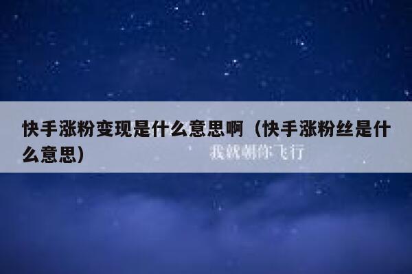快手涨粉变现是什么意思啊（快手涨粉丝是什么意思） 第1张