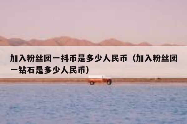 加入粉丝团一抖币是多少人民币（加入粉丝团一钻石是多少人民币） 第1张