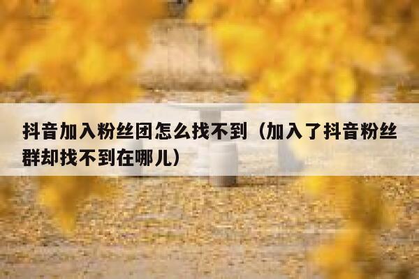 抖音加入粉丝团怎么找不到（加入了抖音粉丝群却找不到在哪儿） 第1张