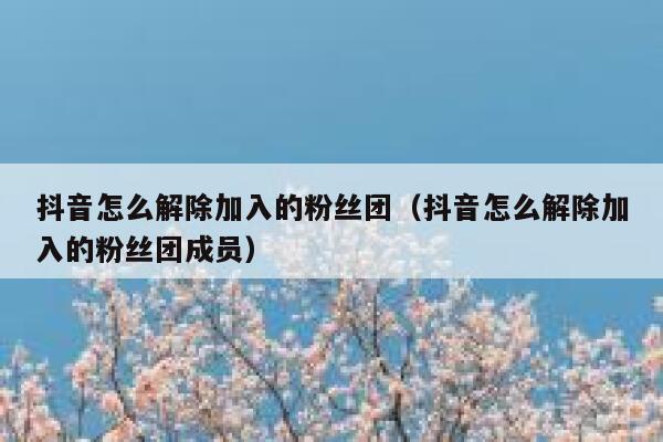 抖音怎么解除加入的粉丝团（抖音怎么解除加入的粉丝团成员） 第1张