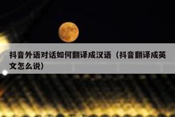 抖音外语对话如何翻译成汉语（抖音翻译成英文怎么说） 第1张