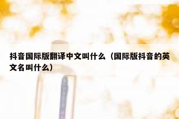 抖音国际版翻译中文叫什么（国际版抖音的英文名叫什么） 第1张