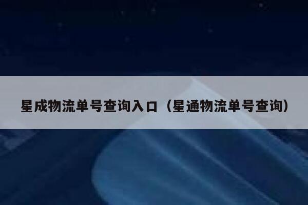 星成物流单号查询入口（星通物流单号查询） 第1张