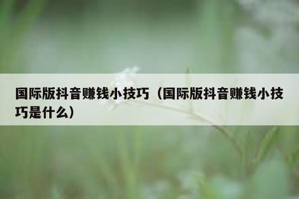 国际版抖音赚钱小技巧（国际版抖音赚钱小技巧是什么） 第1张