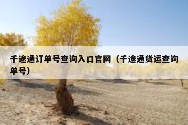 千途通订单号查询入口官网（千途通货运查询单号） 第1张