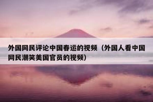 外国网民评论中国春运的视频（外国人看中国网民潮笑美国官员的视频） 第1张