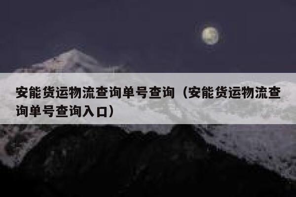 安能货运物流查询单号查询（安能货运物流查询单号查询入口） 第1张