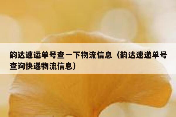 韵达速运单号查一下物流信息（韵达速递单号查询快递物流信息） 第1张