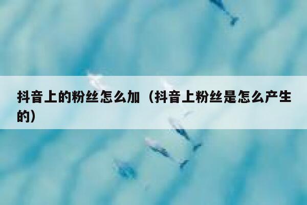抖音上的粉丝怎么加（抖音上粉丝是怎么产生的） 第1张
