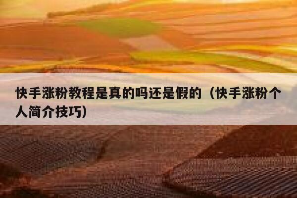 快手涨粉教程是真的吗还是假的（快手涨粉个人简介技巧） 第1张